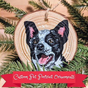 Ornement de portrait d&#39;animal de compagnie peint à la main personnalisé, peinture de chien ou de chat à partir d&#39;une photo, ornement de Noël en bois pour animal de compagnie fait main, animaux exotiques, cadeau personnalisé