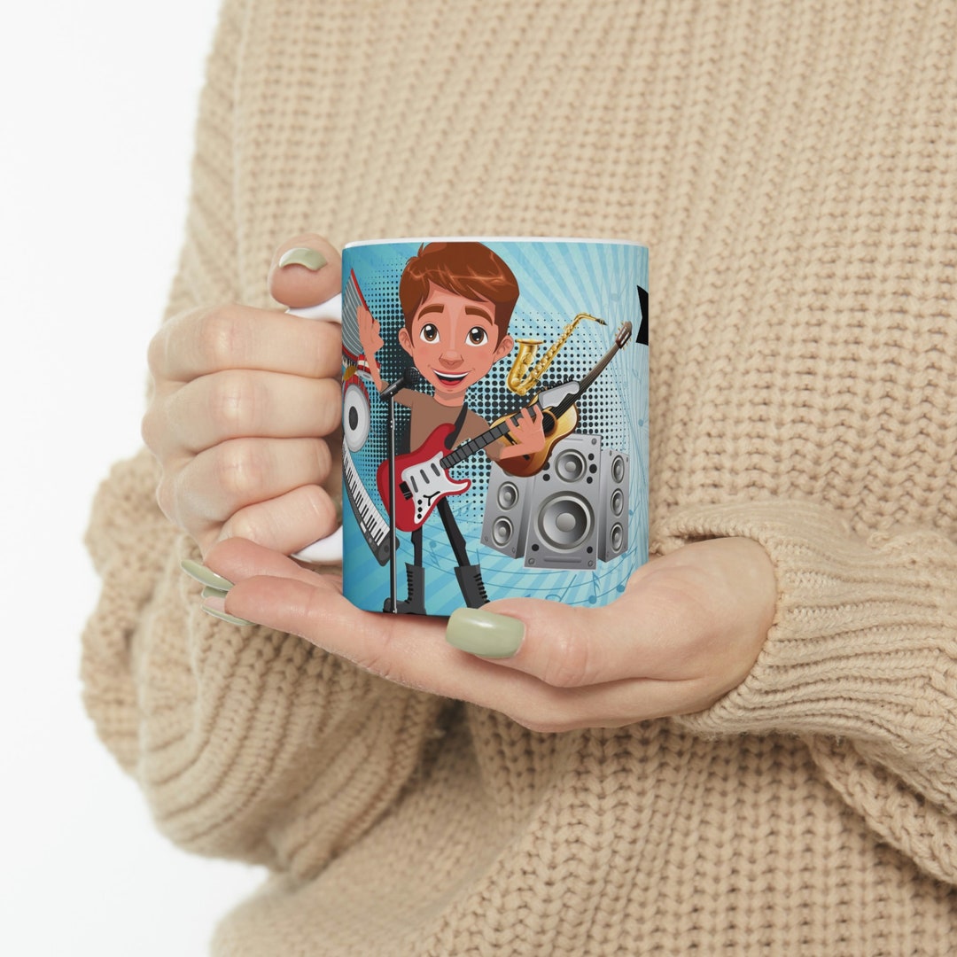 Taza Viajera Música: ‘Music Is My Happy Place’ Con Guitarra Y Piano | 16 Oz Acero