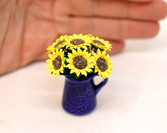 7 Miniature Sunflowers Kit Sunflower Flowers 1:12 Scale Dolls House Garden Shed Pot Plants Little Snowdrop Shop