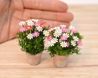 Kit de 12 fleurs de Cosmos miniatures, échelle 1:12, maison de poupées, abri de jardin, plantes en Pot, petit magasin de perce-neige