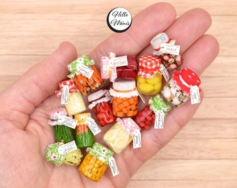 1 x miniatuur augurken ingeblikt fruit schaal 1:12 potten conserven conserven ingelegde groenten poppenhuis Hello Minis HelloMinis