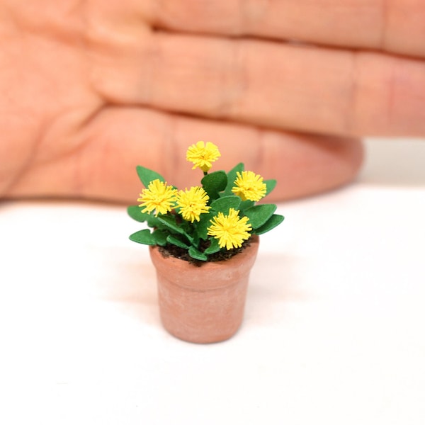 5 Miniature Dandelions Dandelion Flowers 1:12 Scale Dolls House Garden Shed Pot Plants Little Snowdrop Shop