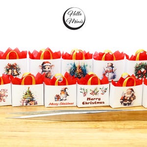 2 x miniatuur luxe kerstcadeauzakjes boom kerstversiering cadeaus kerstman 1:12 poppenhuis