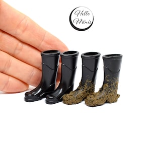 Miniature Wellington Boots Muddy Wellies Garden Vegetables Fruit Plant Flowers Pot Crates Shed Dolls House Little Snowdrop Shop