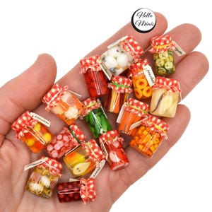 1 x Miniature Pickles Canned Fruit 1:12 Scale Jars Preserves Preserve Pickled Vegetables Dolls House Hello Minis HelloMinis