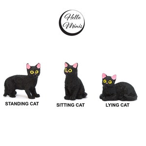 Miniature Black Cats Cauldron Witch Sweets 1:12 Scale Dolls House Cats Halloween Decoration