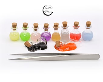 5 ou 10 potions miniatures dans une bouteille Potions Brew Wizard Chaudron Sorcière Poison 1:12 Échelle Dolls House Halloween Décoration HelloMinis