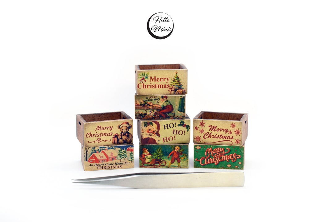 Miniature Vintage Christmas Crate Christmas Box Xmas Crate Xmas Box