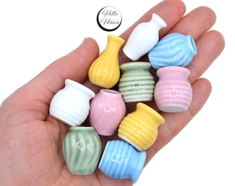 Vase miniature en céramique, vase à fleurs à l'échelle 1:12, maison de poupée, abri de jardin, plantes en pot, fleurs en pot