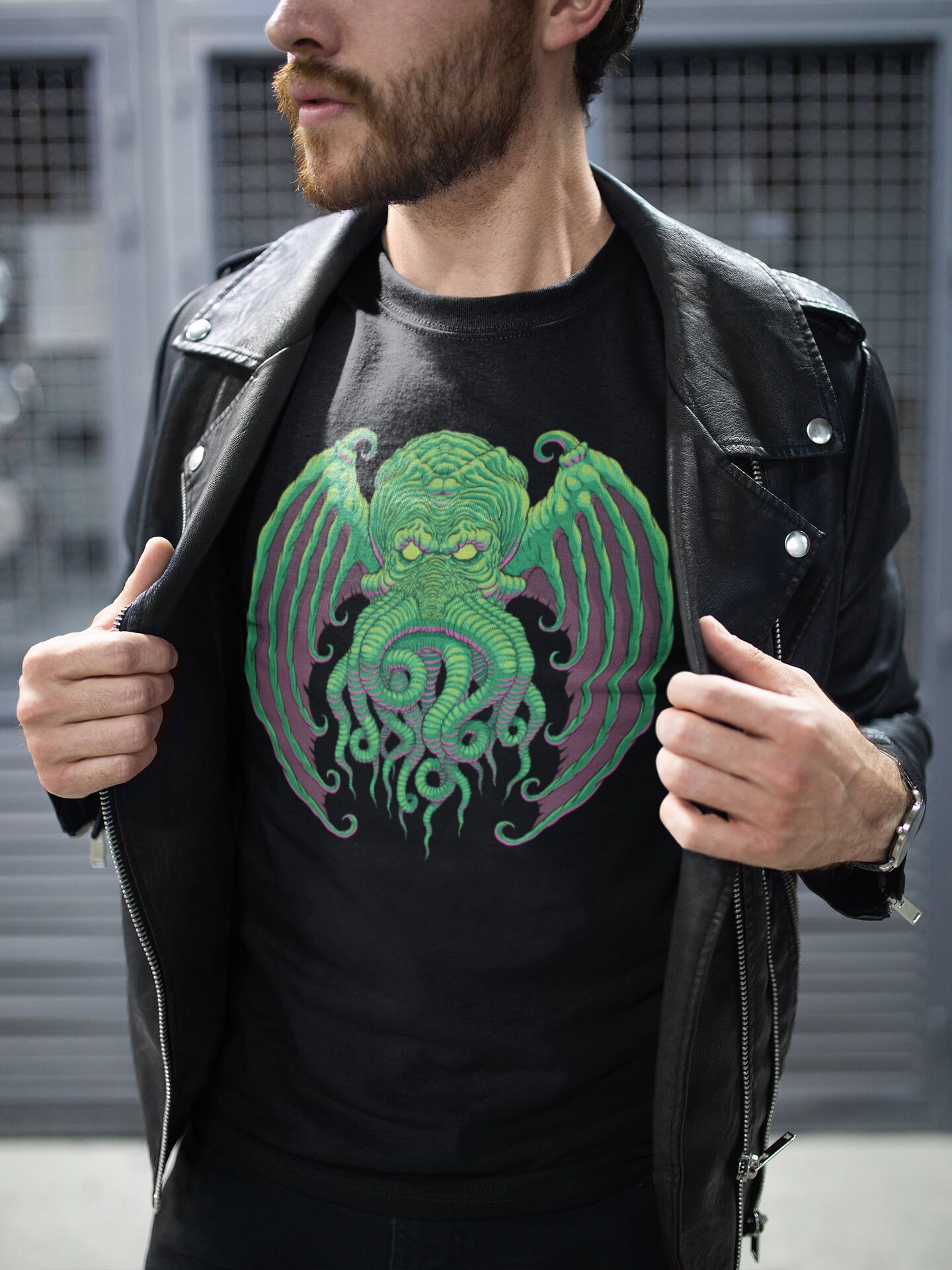 Urban Backwoods Fear Cthulhu Men's T-Shirt - Premium Heavy Cotton, Regular Fit