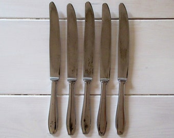 Set of 5 Vintage Kitchen Knives, Collectible
