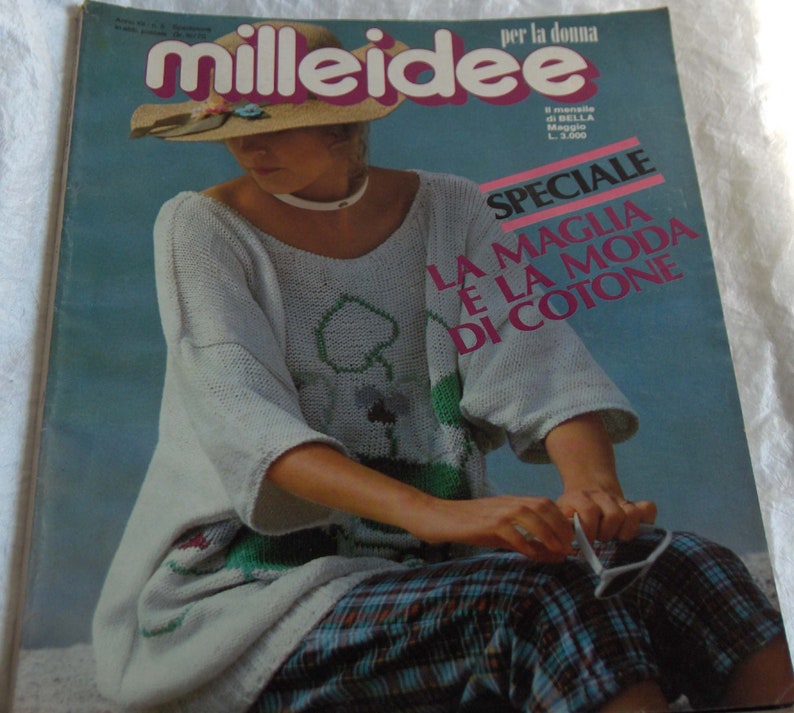 Vintage magazine Milleidee May 1985, on knitting, embroidery, fashion ideas, women's work and to decorate the house. image 1