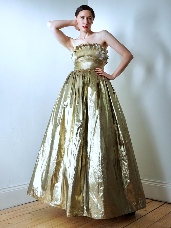 Vintage 1970’s GOLD Gown/ 70’s Frank Usher Dress/… - image 6