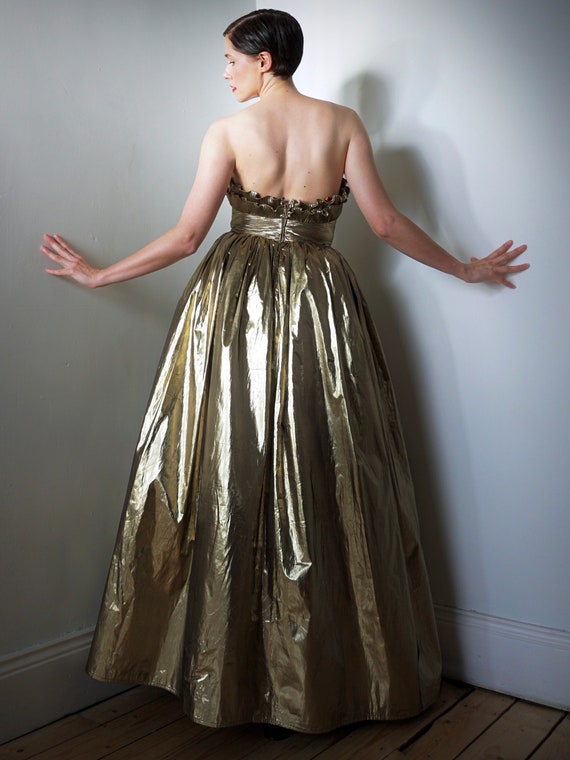 Vintage 1970’s GOLD Gown/ 70’s Frank Usher Dress/… - image 8