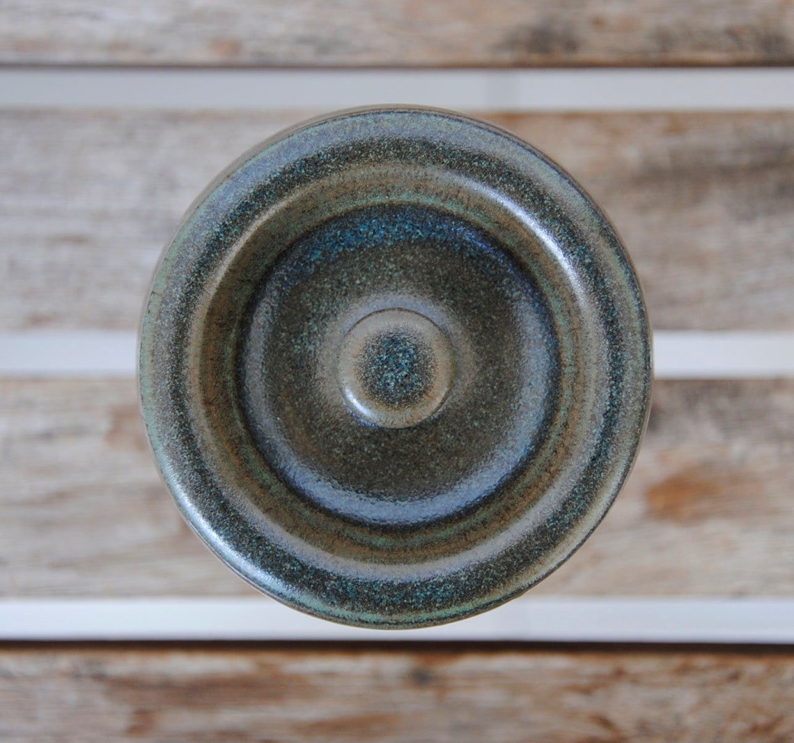 Beige Ton Glas mit tropfenden schwarz/blau Glasur | Etsy