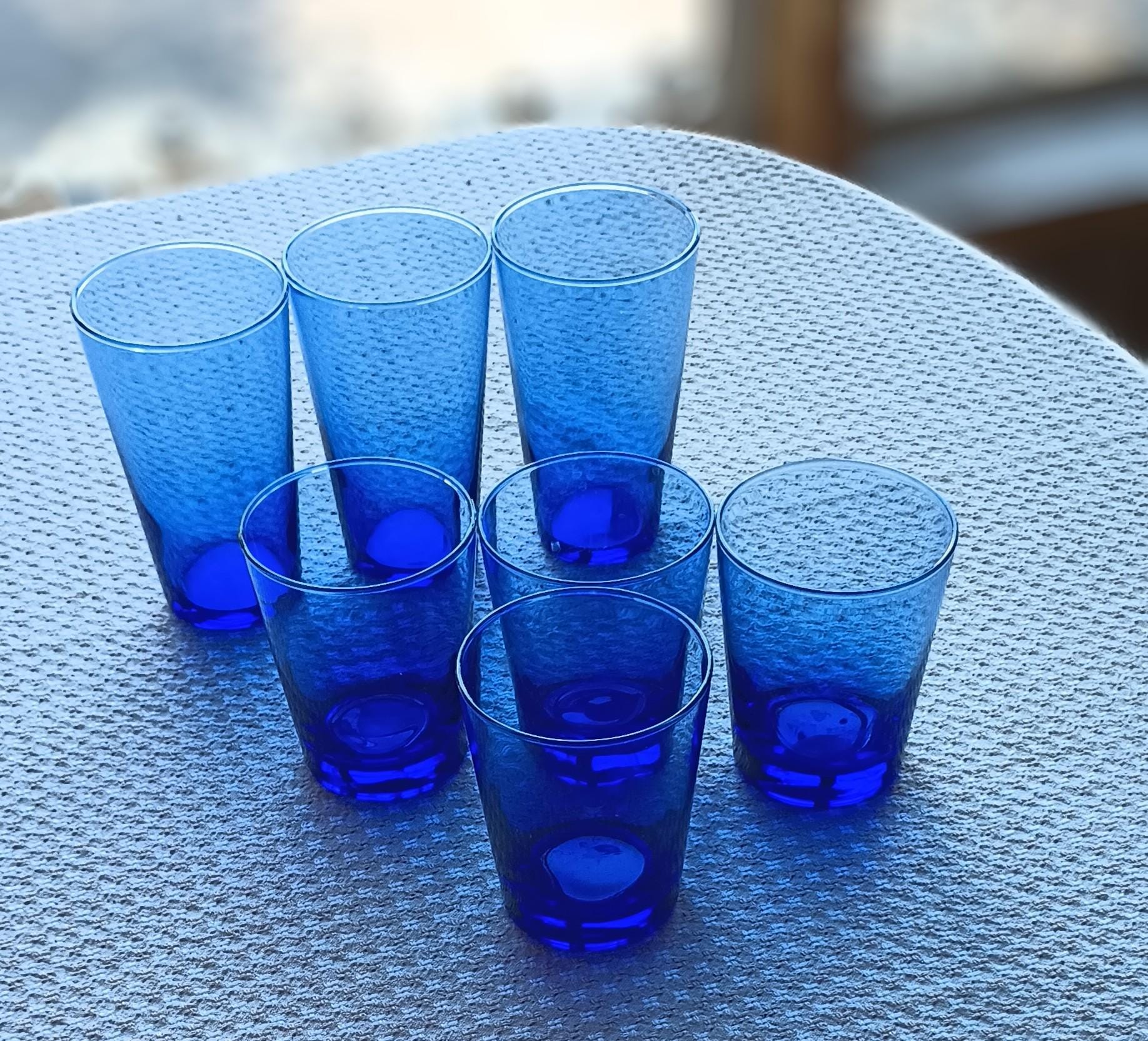 1980's Libbey Cobalt Blue 7-Piece Highball / Lowball Drinkware Set!