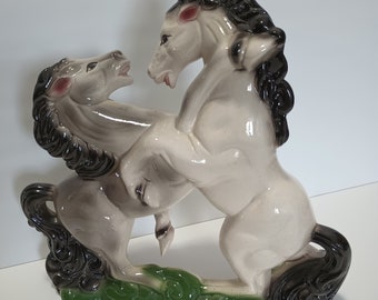 Vintage Ceramex Del Norte Fighting Horses Statue!