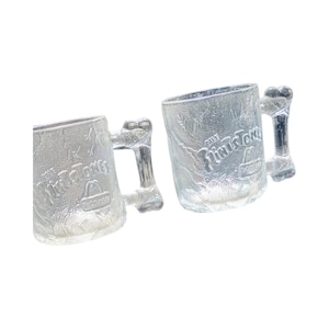 The FLINTSTONES - Set of (2) 1990&#39;s McDonald&#39;s FLINTSTONES Glass Mugs!
