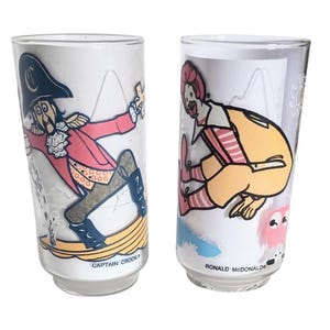 Set of Two 1977 McDonaldland Action Series 16 oz. Collectible Glasses!