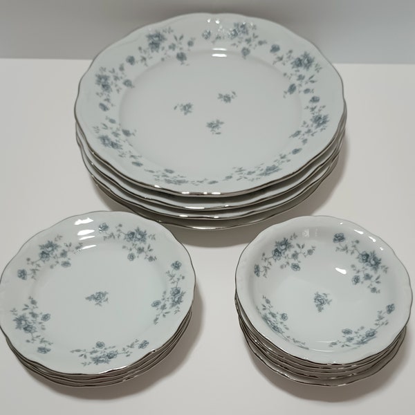 13-Piece Johann Haviland Blue Garland Plate and Bowl Set!