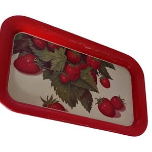 Vintage 14' Rectangular Decorative Strawberry Tin!