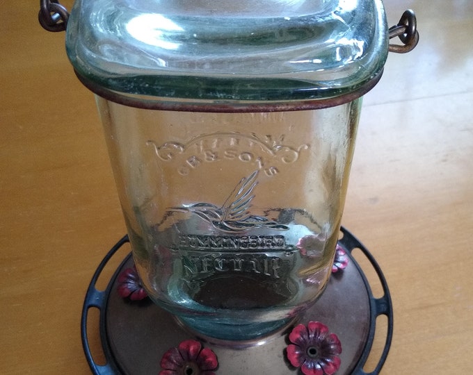 Vintage CB & Sons Glass Hummingbird Feeder Etsy