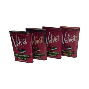 4 Vintage Velvet Pipe and Cigarette Tobacco Tins!