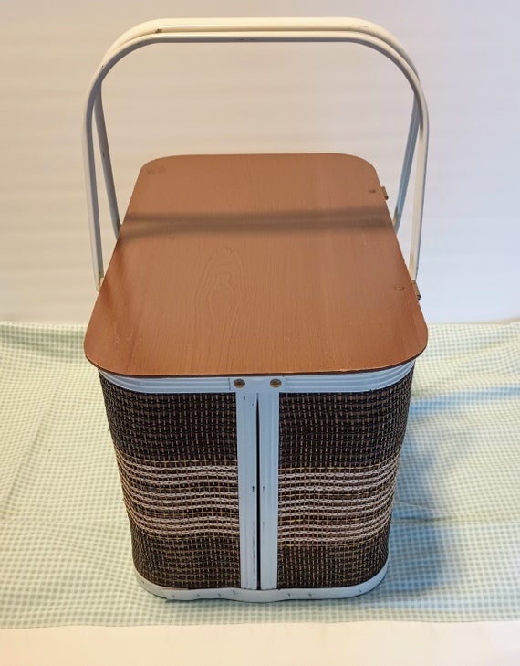 1950's REDMOND Woven Wicker and Metal Picnic Bask… - image 7