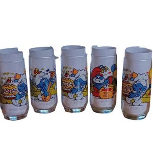 The Smurfs! Set of (5) 1980&#39;s Peyo/Libbey Smurf Glasses!