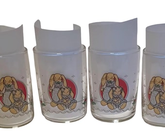 4 Libbey 8 oz. Bunny Rabbit Juice Glasses!