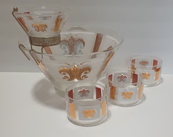 Vintage Chip and Dip Glass Serving Set!