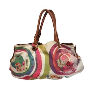¡Auténtico bolso vintage Desigual de lona con asa superior!