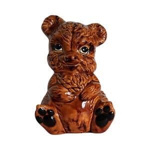 Vintage Coin Bank ~ 1960&#39;s Teddy Bear Glazed Ceramic Coin Bank!