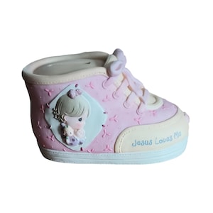 Nursery Coin Bank - Adorable Precious Moments 'Jesus Loves Me' High-Top Tennis Shoe Coin Bank!
