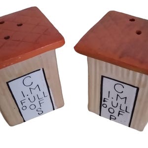 Salt and Pepper Shakers - Cute Vintage Bradley Exclusives &#39;Outhouse&#39; Salt & Pepper Shakers with Original Stoppers - Made in Japan!