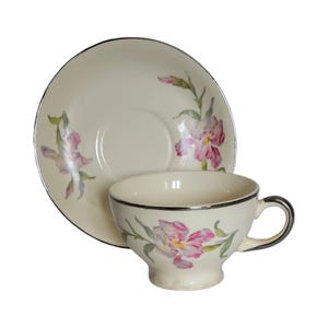 Beautiful Vintage Universal Iris Footed Teacup and Saucer Set!