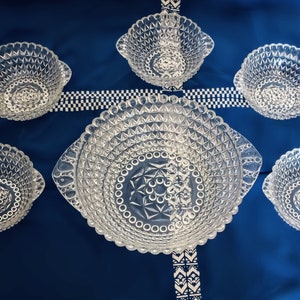 Vintage Hobnail Pattern Glass Salad Serving Set!