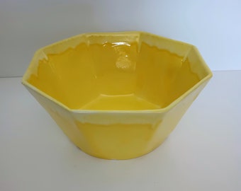 Vintage California Pottery Sunshine Yellow Drip Glaze Bowl!