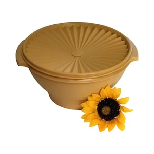 Grote gele tupperware-opslagdoos uit de jaren 70!