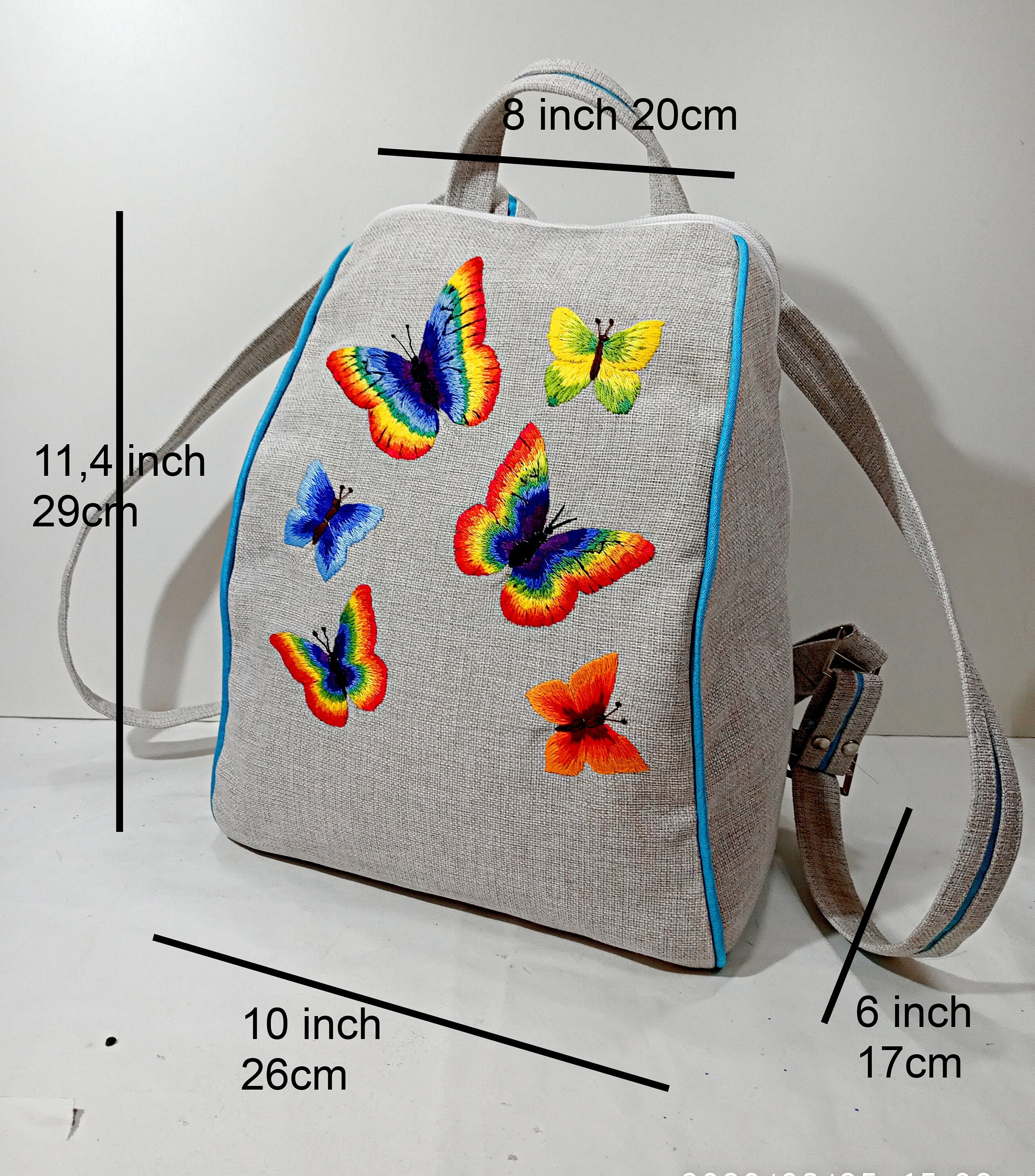 Women's mini backpack butterfly embroidery designs canvas Etsy