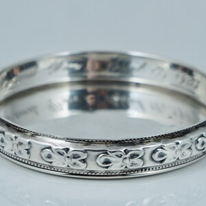 Dated 1943 Edward San Giovanni Sterling Silver Forget Me Not Flower Floral Wine Trivet Coaster Vintage Eternity