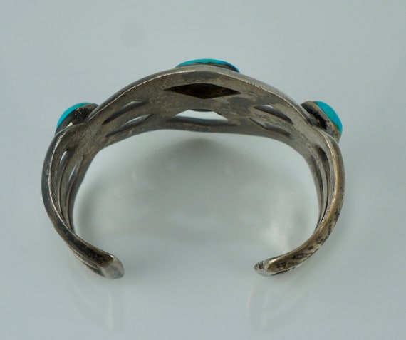 Navajo Sterling Native American Sand Cast Turquoi… - image 6