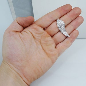 Vintage Sterling Silver Feather Wing Ring Band White Cz Sz 10.5 image 2