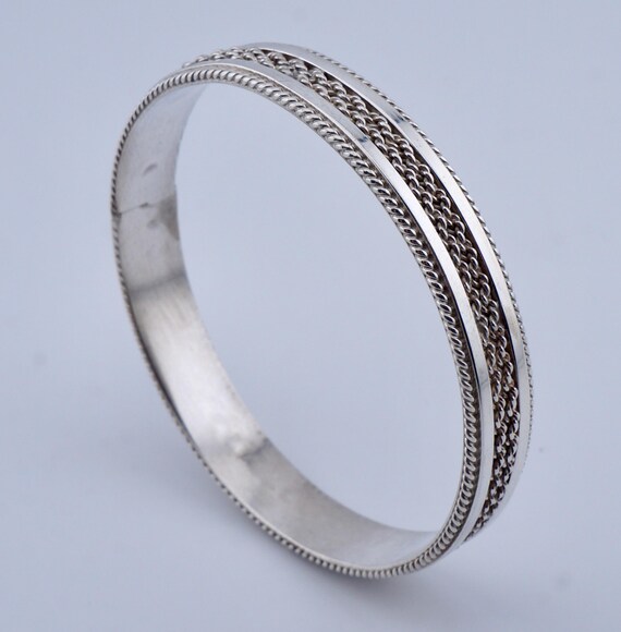 42g Vintage Navajo Sterling Silver Tahe Native American Bangle