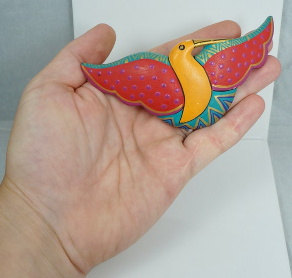 1992 Laurel Burch Large Bird Hair Clip Barrette V… - image 3