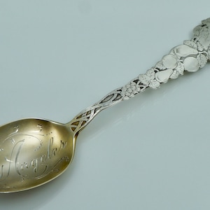 1907 Paye Baker Los Angeles California Floral Sterling Silver Souvenir Spoon Vintage Antique