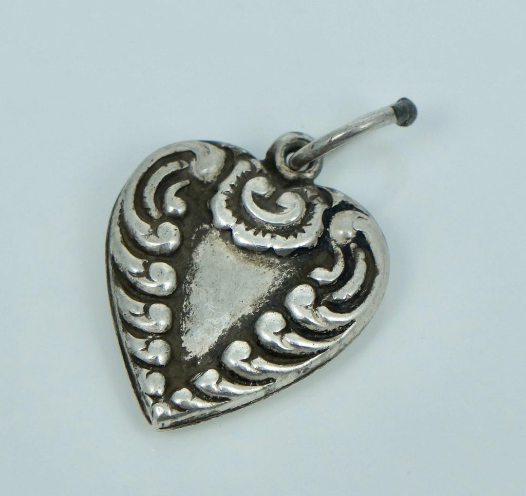 Vintage Sterling Repousse Silver Puffy Heart Charm Pendant - Etsy