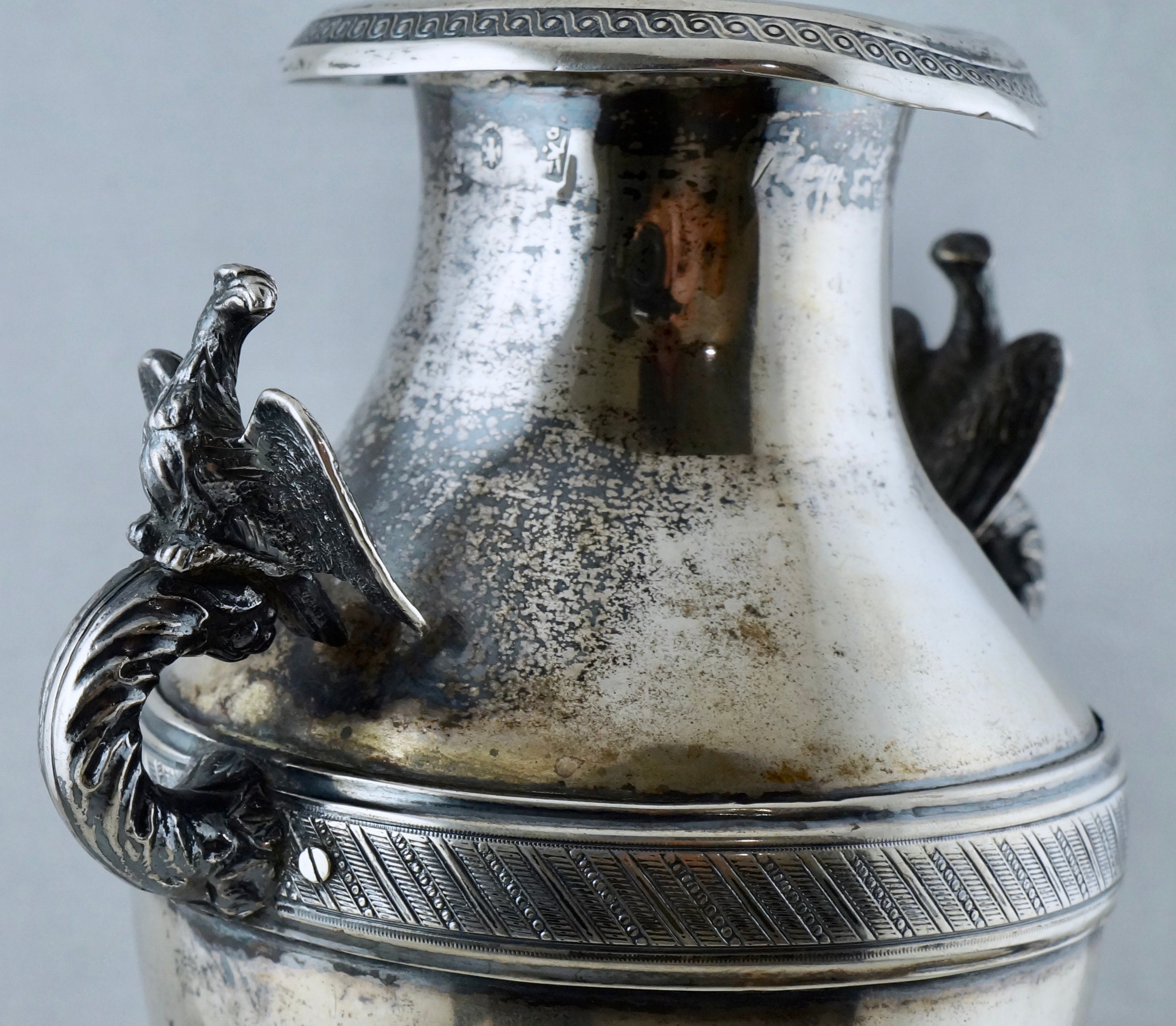 1850S Modena Italy 916 Silver Eagle Vase Antique Sterling Victorian Kingdom Reggio Bird