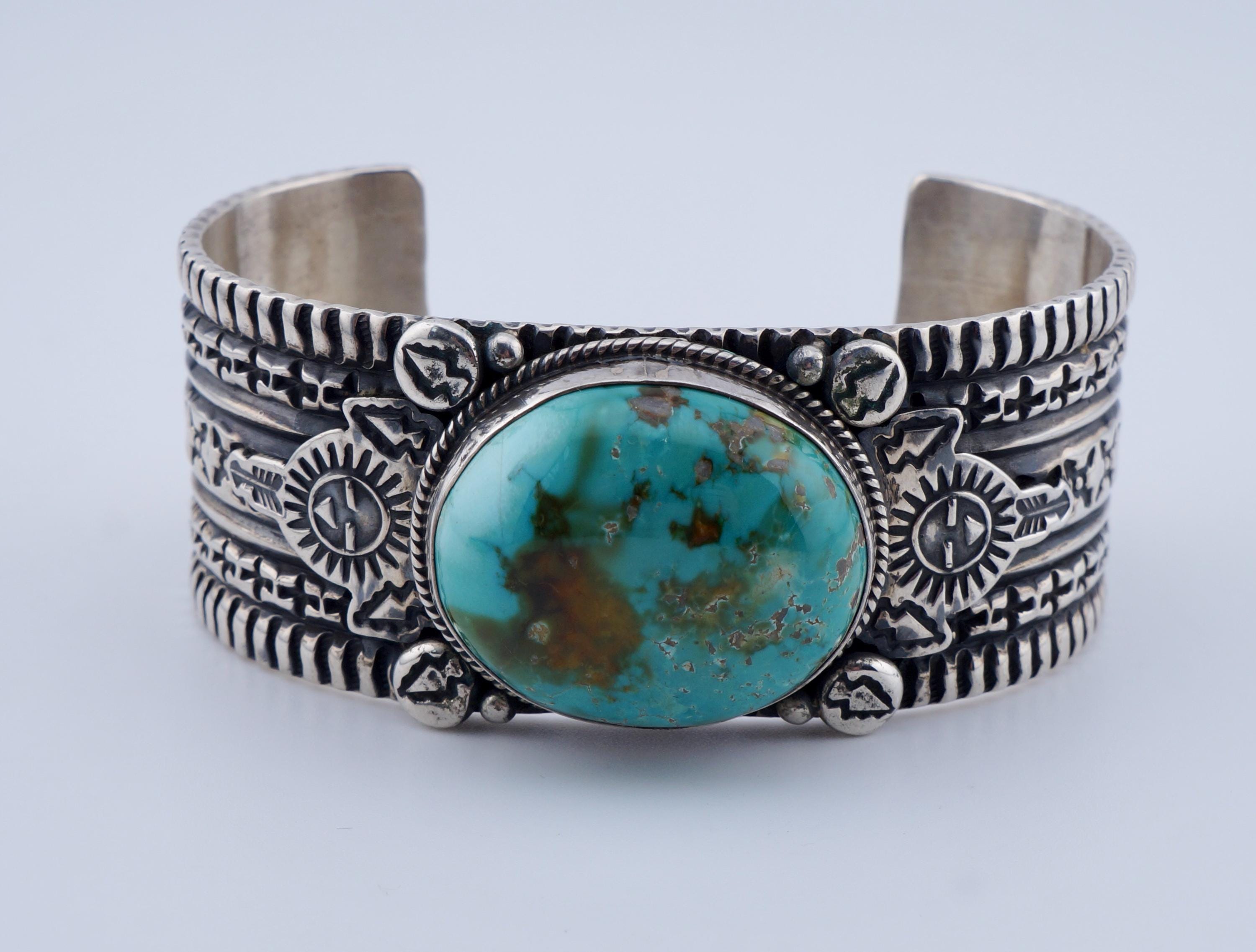 Big Darrell Cadman Navajo Native American Sterling Turquoise Cuff