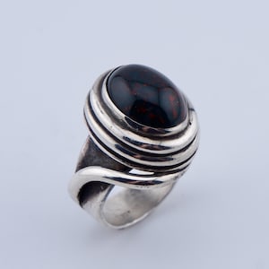 23g Heavy Sterling Silver Vintage Bloodstone Ring Sz 9.25